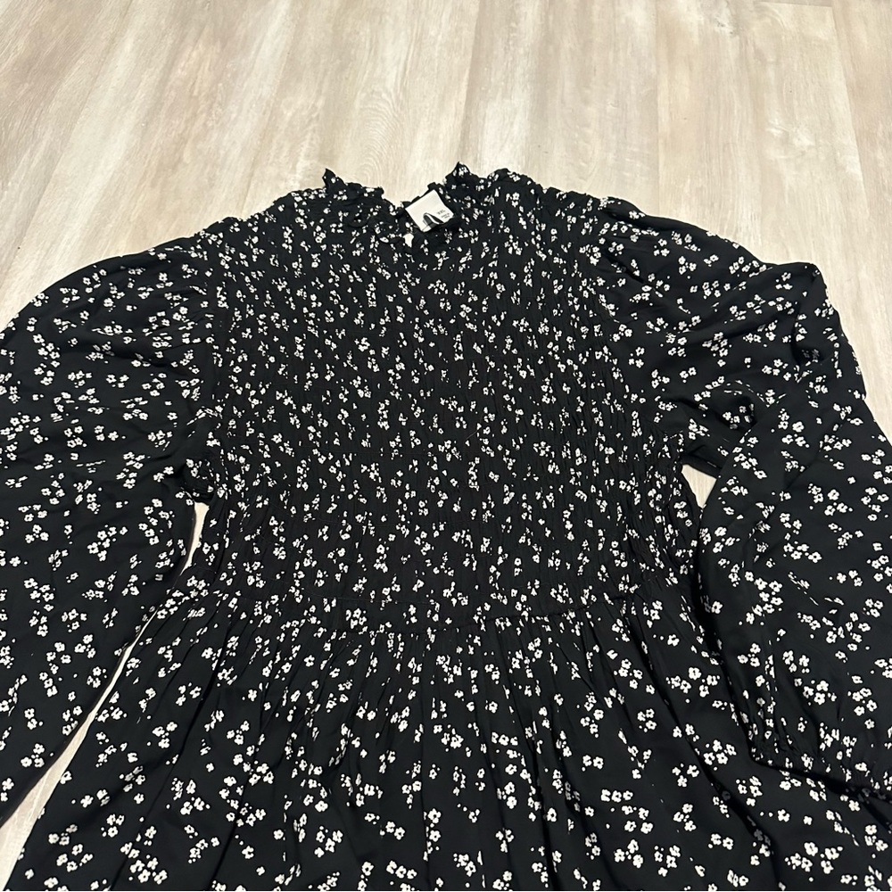 A New Day Black White Floral Smocked Midi Dress Sz XXL - Picture 8 of 12